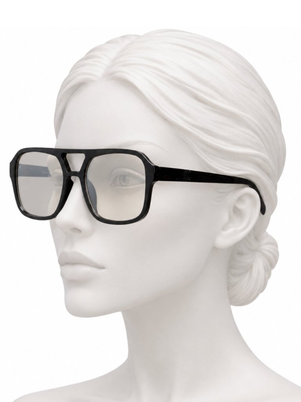 House of Harlow 1960 Large Black Aviator Sunglasses Chic Minimalist